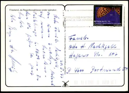 ÄLTERE POSTKARTE FRIESLAND DE REGENBOOGKLASSE ONDER SPINAKER REGENBOOG SEGELSCHIFF Schiff sailing ship postcard AK cpa