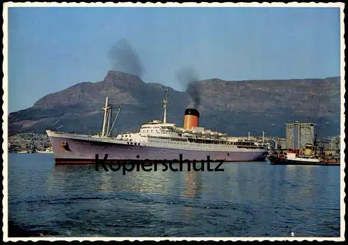 ÄLTERE POSTKARTE RMS PENDENNIS CASTLE LEAVING CAPE TOWN HARBOUR KAPSTADT KAAPSTAD M/S SCHIFF ship postcard