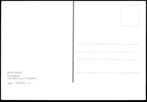 ÄLTERE POSTKARTE STUTTGART SCHLOSSPLATZ MIT BLICK ZUM KÖNIGSBAU BRUNNEN ANGESTRAHLT AM ABEND BEI NACHT Ansichtskarte AK