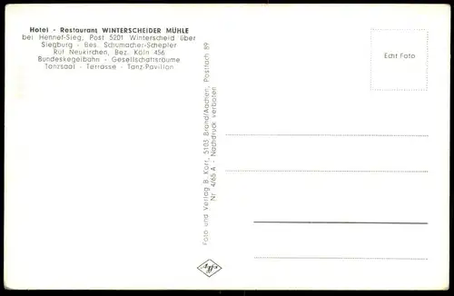 ÄLTERE POSTKARTE HENNEF SIEG HOTEL WINTERSCHEIDER MÜHLE BESITZER SCHUMACHER SCHEPLER HIRSCH REH DEER cpa postcard AK