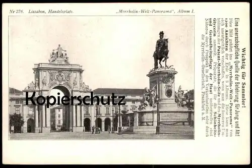 ALTE POSTKARTE LISSABON HANDELSPLATZ LISBOA PORTUGAL MYRRHOLIN-WELT PANORAMA FRANKFURT Ansichtskarte postcard