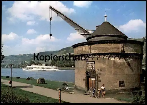 ÄLTERE POSTKARTE ANDERNACH ALTER KRAN SCHIFF RADFAHRER FAHRRAD bike grue crane Ansichtskarte AK postcard cpa