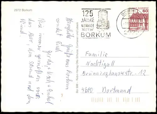 ÄLTERE POSTKARTE BORKUM AM HAFEN ZUG SCHIFF BISMARCKSTRASSE STRAND MIT HOTELFRONT LEUCHTTURM Ansichtskarte AK postcard