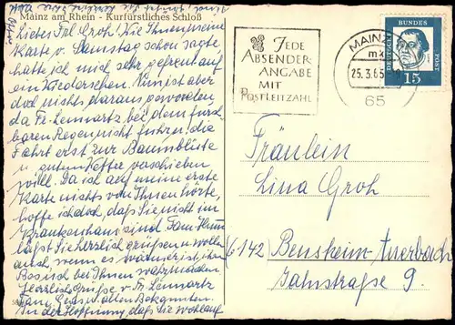 ÄLTERE POSTKARTE MAINZ KURFÜRSTLICHES SCHLOSS RHEINDIENST RHEIN FRACHTSCHIFF SCHIFF cargo ship AK Ansichtskarte postcard