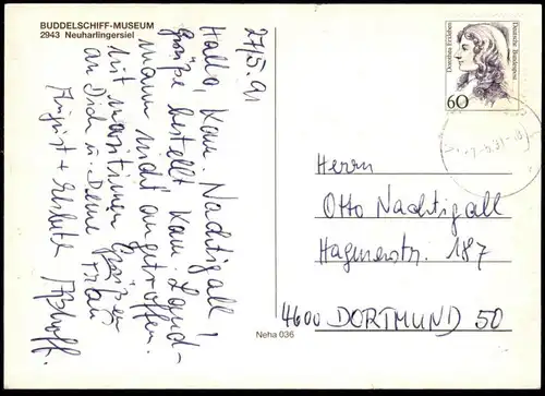 ÄLTERE POSTKARTE BUDDELSCHIFF-MUSEUM NEUHARLINGERSIEL MODELL-SCHIFF FLASCHEN BUDDELSCHIPP Ansichtskarte AK postcard