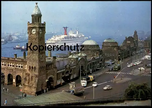 ÄLTERE POSTKARTE HAMBURG SCHIFF ST. PAULI LANDUNGSBRÜCKEN HAFEN VW KÄFER LKW pickup truck harbour port ship postcard