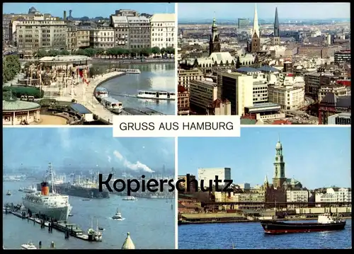 ÄLTERE POSTKARTE GRUSS AUS HAMBURG HAFEN PANORAMA DAMPFER SCHIFF SCHIFFE MICHEL harbour port puerto ship AK cpa postcard