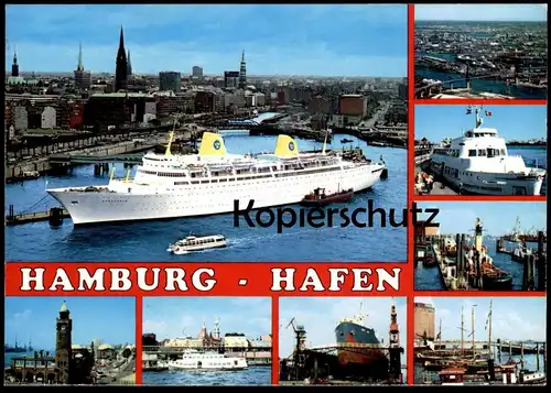 ÄLTERE POSTKARTE HAMBURG HAFEN DAMPFER KUNGSHOLM SCHIFF WERFT harbour port puerto Fähre ship Ansichtskarte cpa postcard