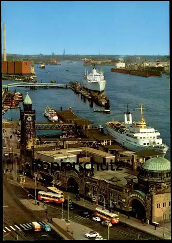 ÄLTERE POSTKARTE HAMBURG HAFEN BUS PKW MERCEDES VW KÄFER Volkswagen Dampfer Schiff Ansichtskarte AK cpa postcard