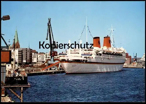 ÄLTERE POSTKARTE KIEL BOLLHÖRN MIT MS EUROPA KAI HAFEN DAMPFER FÄHRE ferry Schiff Motorschiff ship bateau postcard cpa