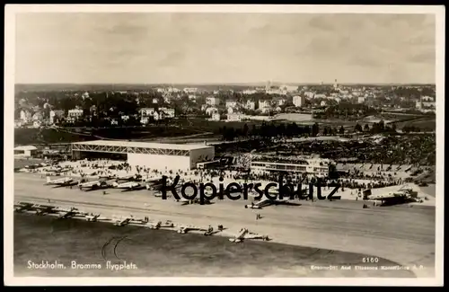 ALTE POSTKARTE STOCKHOLM BROMMA FLYGPLATS AIRPLANE JUNKERS TANTE JU SE-ACL plane Flughafen airport sweden AK postcard