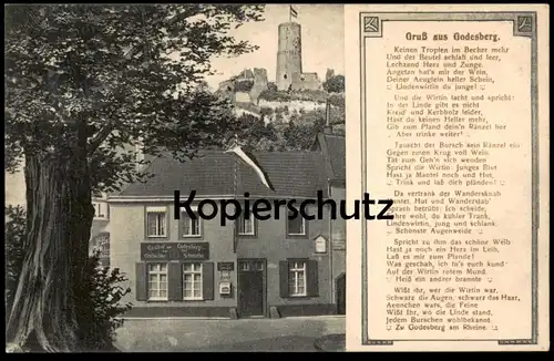 ALTE POSTKARTE GASTHOF ZUR GODESBURG GESCHWISTER SCHUMACHER UNION BIER BONN BAD GODESBERG Briefkasten letter box AK cpa