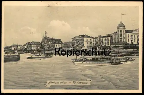 ALTE KÜNSTLER POSTKARTE KÖNIGSWINTER RHEINPARTIE HOTEL BERLINER HOF RHEIN SCHIFF SCHIFFE ship Ansichtskarte cpa postcard