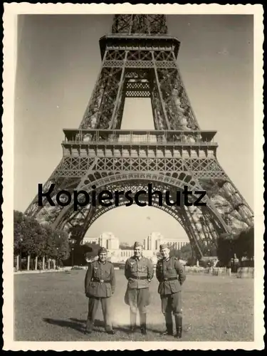 ALTES ORIGINAL FOTO TOUR EIFFEL SOLDATS ALLEMANDS 1940 DREI DEUTSCHE SOLDATEN PARIS FRANKREICH EIFFELTURM PHOTO