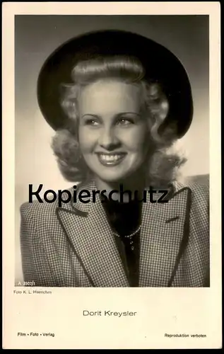 ALTE POSTKARTE DORIT KREYSLER FILM-SCHAUSPIELERIN HUT hat FILM FOTO VERLAG actress acteur postcard cpa AK Ansichtskarte