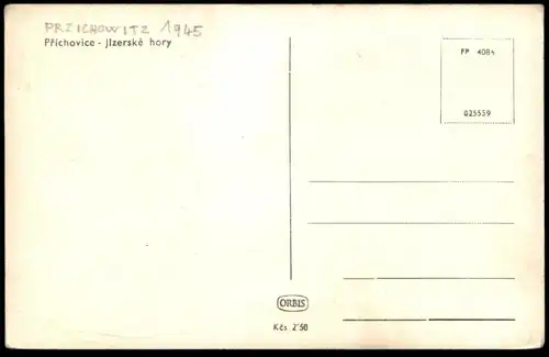 ALTE POSTKARTE PRICHOVICE JIZERSKE HORY PRZICHOWITZ PANORAMA 1945 WINTER SCHNEE Ceska Republika postcard Ansichtskarte