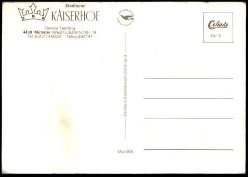 ÄLTERE POSTKARTE MÜNSTER WESTFALEN HOTEL KAISERHOF THIER BRÄU BAR ALBATROS WAPPEN FLAGGEN Ansichtskarte AK cpa postcard