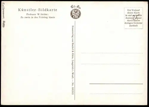 ALTE POSTKARTE ZU ZWEI'N IN DEN FRÜHLING HINEIN KIND HUHN MÄDCHEN AQUARELL VON PROFESSOR STRÄTER child AK postcard