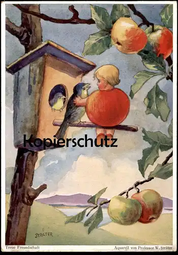 ALTE KÜNSTLER POSTKARTE ÄPFEL VERMENSCHLICHT KINDER PROFESSOR STRÄTER apple children Ansichtskarte postcard cpa AK