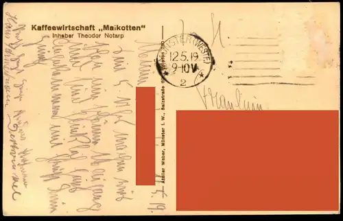 ALTE POSTKARTE MÜNSTER WESTFALEN KAFFEEWIRTSCHAFT MAIKOTTEN INHABER THEODOR NOTARP Ansichtskarte cpa postcard AK