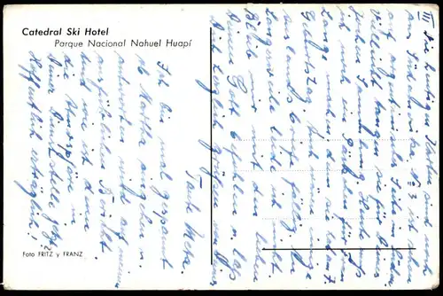 ALTE POSTKARTE CATEDRAL SKI HOTEL PARQUE NACIONAL NAHUEL HUAPI skiing Eis Eiszapfen Argentinien Argentina L'Argentine