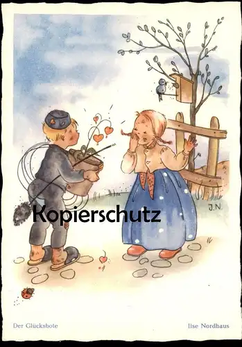 ALTE POSTKARTE DER GLÜCKSBOTE SCHORNSTEINFEGER CHIMNEY SWEEPER MÄDCHEN JUNGE KINDER SIGN. ILSE NORDHAUS child postcard