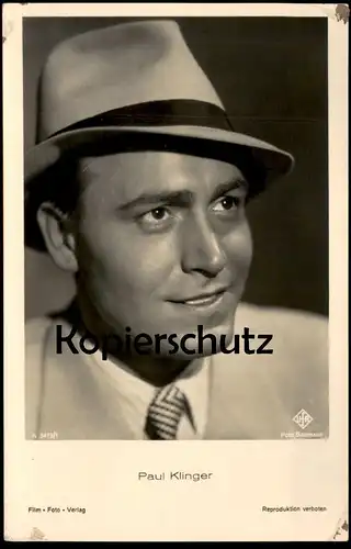 ALTE POSTKARTE PAUL KLINGER FILM-SCHAUSPIELER HUT UFA FOTO BAUMANN actor acteur Foto hat postcard cpa AK Ansichtskarte