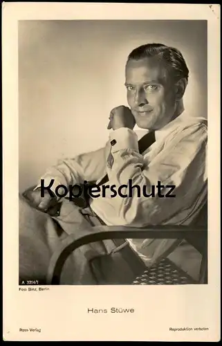 ALTE POSTKARTE HANS STÜWE STUHL FILM-SCHAUSPIELER FOTO BINZ ROSS VERLAG actor acteur chair postcard cpa AK Ansichtskarte