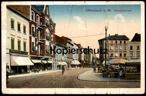 ALTE POSTKARTE OFFENBACH AM MAIN BIEBERERSTRASSE GESCHÄFT WILHELM NINKHARDT MARKT marché market Ansichtskarte postcard