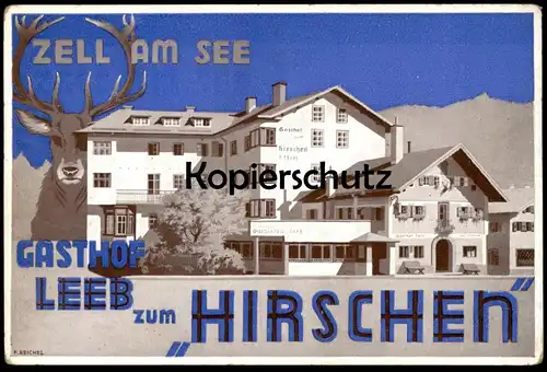 ALTE POSTKARTE GASTHOF LEEB ZUM HIRSCHEN ZELL AM SEE AM POSTPLATZ cpa postcard Ansichtskarte AK