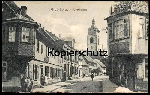 ALTE POSTKARTE GROSS-GERAU KIRCHSTRASSE HOTEL ADLER Ansichtskarte AK cpa postcard