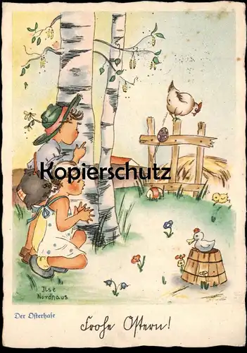 ALTE POSTKARTE MÄDCHEN & JUNGE FROHE OSTERN DER OSTERBOTE HUHN OSTEREI KIND SIGN. ILSE NORDHAUS easter enfant child AK