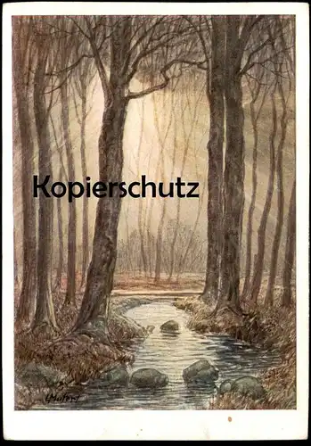 ALTE KÜNSTLER POSTKARTE LANDSCHAFT BACH BÄUME TECKLENBURGER LAND MÜNSTERLAND LUDWIG MUTERT MALER Ansichtskarte