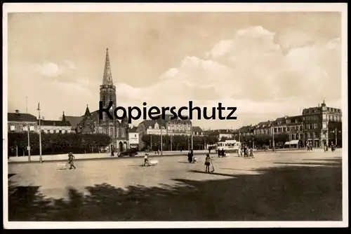 ALTE POSTKARTE SAARLAUTERN 1942 A-H-PLATZ STRASSENBAHN SAARGEBIET SAAR cpa postcard AK Ansichtskarte
