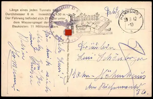 ALTE POSTKARTE DAMPFER MONTE SARMIENTO ÜBER DEM ELBTUNNEL HAMBURG Überseedampfer Schiff ship Ansichtskarte cpa postcard