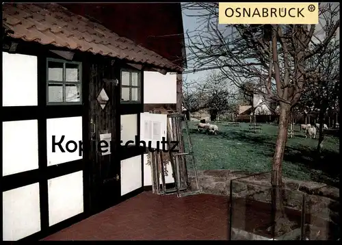 ÄLTERE POSTKARTE OSNABRÜCK KULTURLANDSCHAFT MIT BAUERNHAUS UND STEUOBSTWIESE MUSEUM AM SCHÖLERBERG PLANETARIUM FACHWERK