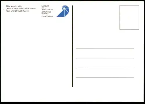 ÄLTERE POSTKARTE OSNABRÜCK KULTURLANDSCHAFT MIT BAUERNHAUS UND STEUOBSTWIESE MUSEUM AM SCHÖLERBERG PLANETARIUM FACHWERK
