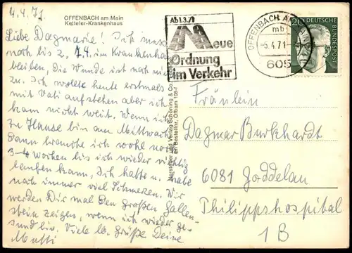 ÄLTERE POSTKARTE OFFENBACH AM MAIN KETTELER-KRANKENHAUS Hospital hopital Hessen Ansichtskarte cpa postcard AK