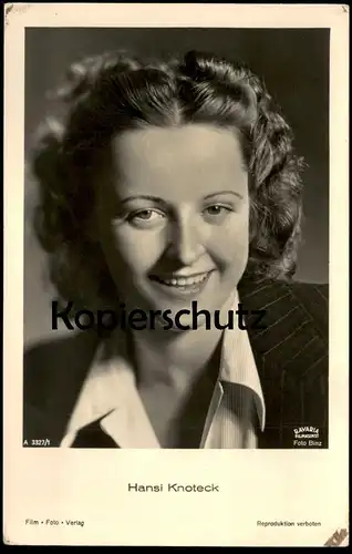 ALTE POSTKARTE HANSI KNOTECK FILM-SCHAUSPIELERIN FILM FOTO VERLAG BINZ BAVARIA FILMKUNST actress acteur postcard cpa
