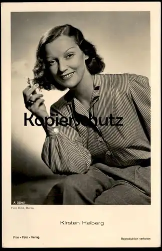 ALTE POSTKARTE KIRSTEN HEIBERG FILM-SCHAUSPIELERIN FILM FOTO VERLAG Binz Zigarette cigarette actress acteur postcard cpa