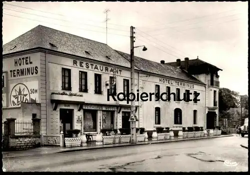 ÄLTERE POSTKARTE DIGOIN HOTEL TERMINUS RESTAURANT BAR AZUR SCHILD LOKOMOTIVE VERKEHRSSCHILD DAMPFLOK AK cpa postcard
