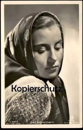 ALTE POSTKARTE EVA IMMERMANN FILM-SCHAUSPIELERIN KOPFTUCH FILM FOTO VERLAG BINZ UFA actress acteur postcard cpa