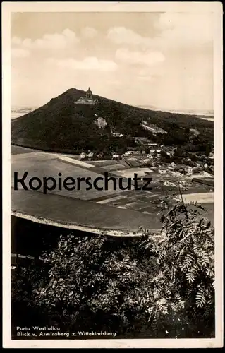 ALTE POSTKARTE PORTA WESTFALICA BLICK VON ARMINSBERG ZUM WITTEKINDSBERG Ansichtskarte cpa AK postcard