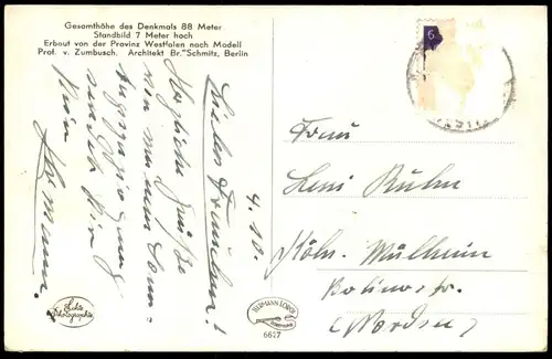 ALTE POSTKARTE PORTA WESTFALICA BLICK VON ARMINSBERG ZUM WITTEKINDSBERG Ansichtskarte cpa AK postcard