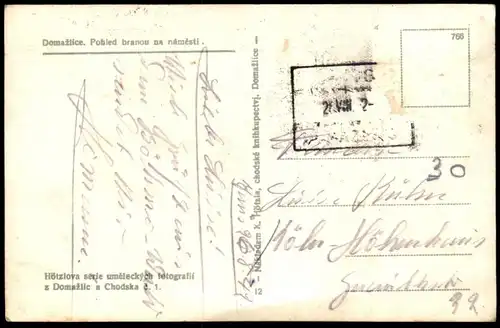 ALTE POSTKARTE DOMAZLICE POHLED BRANOU NA NAMESTI Böhmen Czech Republic Ceska Cesko Ansichtskarte postcard AK cpa
