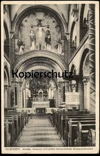 ALTE POSTKARTE NIDEGGEN KIRCHE INNERES MIT ALTEN ROMANISCHEN WANDMALEREIEN Ansichtskarte AK cpa postcard