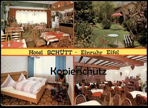 ÄLTERE POSTKARTE EINRUHR HOTEL SCHÜTT INHABER PLEUS-SCHMIDT SIMMERATH EIFEL GAFFEL KÖLSCH AK Ansichtskarte cpa postcard