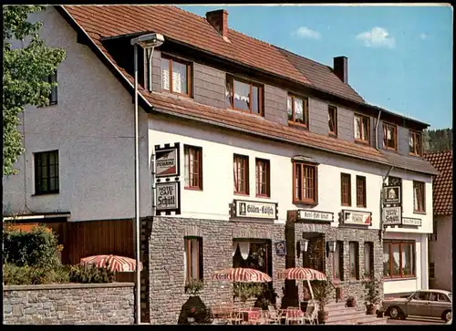 ÄLTERE POSTKARTE EINRUHR HOTEL SCHÜTT INHABER PLEUS-SCHMIDT SIMMERATH EIFEL GAFFEL KÖLSCH AK Ansichtskarte cpa postcard