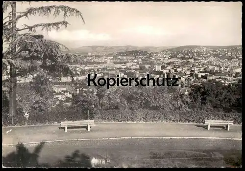 ÄLTERE POSTKARTE STUTTGART 1955 PANORAMA SITZBÄNKE TOTALANSICHT Ansichtskarte AK cpa postcard