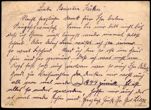 ALTE POSTKARTE ZWERG MIT FLIEGENPILZ SPRINGT SKI SKISPRINGEN ZWERGE ENGEL 1944 Pilz dwarf midget luge sleigh fly agaric